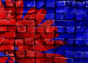 blue, red, painted, brick, wall, hd wallpaper, artwork, art, decoration, painted wall, digital manipulation, photo art, cool wallpaper